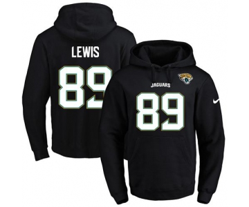 Nike Jaguars #89 Marcedes Lewis Black Name & Number Pullover NFL Hoodie