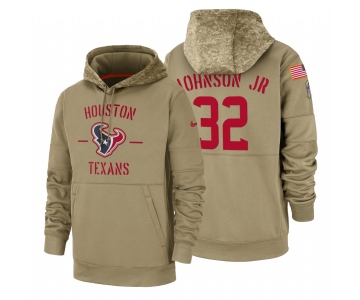 Houston Texans #32 Lonnie Johnson Jr. Nike Tan 2019 Salute To Service Name & Number Sideline Therma Pullover Hoodie