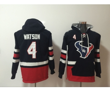 Men's Houston Texans #4 Deshaun Watson NEW Navy Blue Pocket Stitched NFL Pullover Hoodie