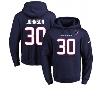 Nike Texans #30 Kevin Johnson Navy Blue Name & Number Pullover NFL Hoodie