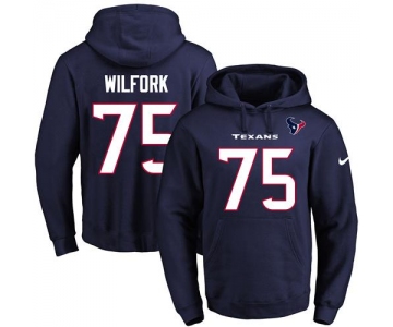 Nike Texans #75 Vince Wilfork Navy Blue Name & Number Pullover NFL Hoodie