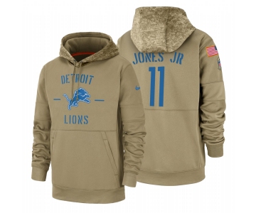 Detroit Lions #11 Marvin Jones Jr Nike Tan 2019 Salute To Service Name & Number Sideline Therma Pullover Hoodie