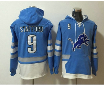 Men's Detroit Lions #9 Matthew Stafford NEW Blue Pocket Stitched NFL Pullover Hoodie