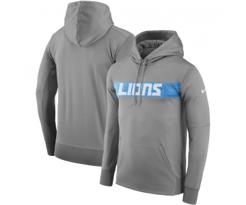 Men's Detroit Lions Nike Gray Sideline Team Performance Pullover Hoodie