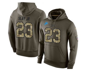 NFL Men's Nike Detroit Lions #23 Darius Slay JR Stitched Green Olive Salute To Service KO Performance Hoodie