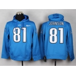 Nike Detroit Lions #81 Calvin Johnson Light Blue Hoodie