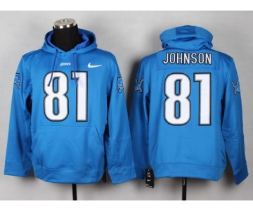 Nike Detroit Lions #81 Calvin Johnson Light Blue Hoodie