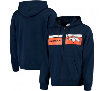 Denver Broncos Majestic Touchback Full-Zip Hoodie - Navy