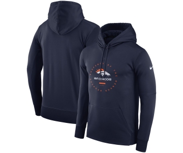 Denver Broncos Nike Sideline Property Of Wordmark Logo Performance Pullover Hoodie Navy