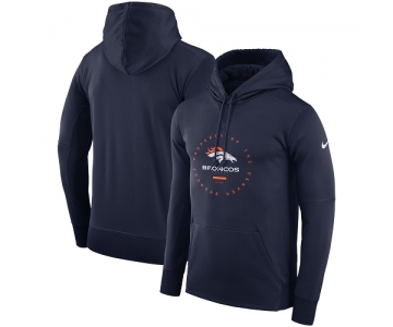 Men's Denver Broncos Nike Navy Sideline Property Of Wordmark Logo Performance Pullover Hoodie