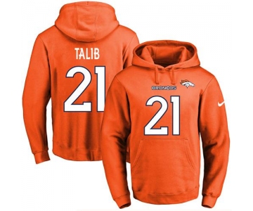 Nike Broncos #21 Aqib Talib Orange Name & Number Pullover NFL Hoodie