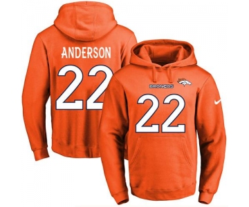 Nike Broncos #22 C.J. Anderson Orange Name & Number Pullover NFL Hoodie