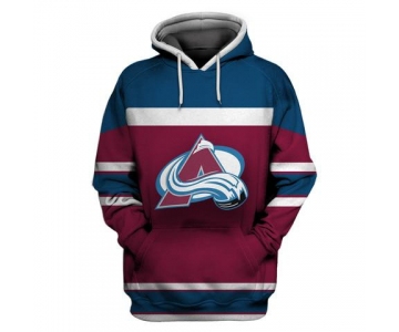 Men's Colorado Avalanche Wine All Stitched Hooded Sweatshirt