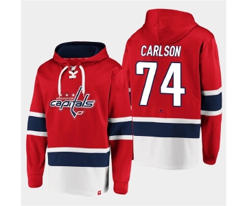 Men's Washington Capitals #74 John Carlson Red All Stitched Sweatshirt Hoodie