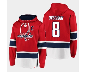 Men's Washington Capitals #8 Alex Ovechkin Red All Stitched Sweatshirt Hoodie