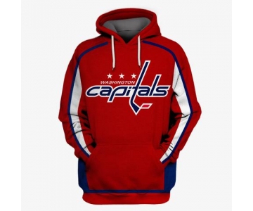 Men's Washington Capitals Red All Stitched Hooded Sweatshirt