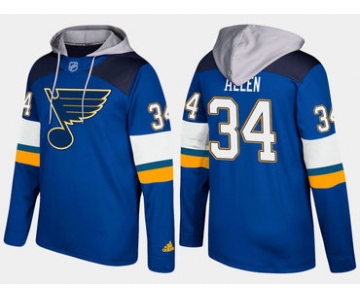 Adidas St. Louis Blues 34 Jake Allen Name And Number Blue Hoodie