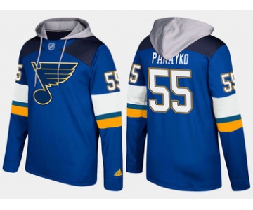 Adidas St. Louis Blues 55 Colton Parayko Name And Number Blue Hoodie