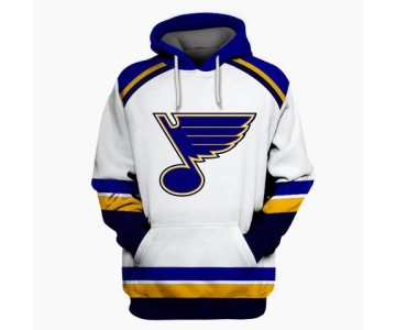 Men's St. Louis Blues White All Stitched Hooded Sweatshirt