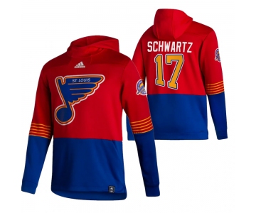 St. Louis Blues #17 Jaden Schwartz Adidas Reverse Retro Pullover Hoodie Red