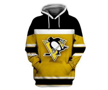 Men's Pittsburgh Penguins Yellow All Stitched Hooded Sweatshirt