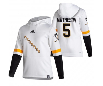 Pittsburgh Penguins #5 Mike Matheson Adidas Reverse Retro Pullover Hoodie White