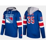 Adidas New York Rangers 35 Mike Richter Retired Blue Name And Number Hoodie