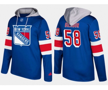 Adidas New York Rangers 58 John Gilmour Name And Number Blue Hoodie