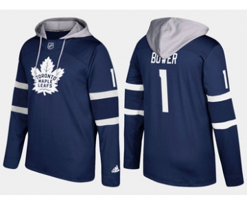 Adidas Toronto Maple Leafs 1 Johnny Bower Retired Royal Name And Number Hoodie