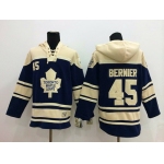 Old Time Hockey Toronto Maple Leafs #45 Jonathan Bernier Navy Blue Hoodie