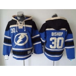 Men's Tampa Bay Lightning #30 Ben Bishop Old Time Hockey Blue Hoodie