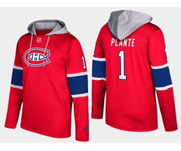 Adidas Montreal Canadiens 1 Jacques Plante Retired Red Name And Number Hoodie