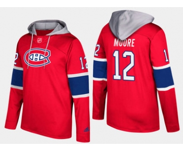 Adidas Montreal Canadiens 12 Dickie Moore Retired Red Name And Number Hoodie