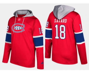 Adidas Montreal Canadiens 18 Serge Savard Retired Red Name And Number Hoodie