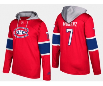 Adidas Montreal Canadiens 7 Howie Morenz Retired Red Name And Number Hoodie