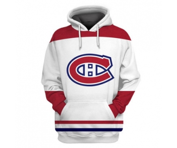 Men's Montreal Canadiens White All Stitched Hooded Sweatshirt