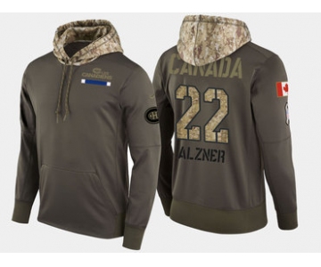 Nike Montreal Canadiens 22 Karl Alzner Olive Salute To Service Pullover Hoodie
