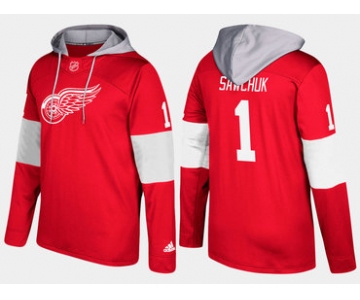 Adidas Detroit Red Wings 1 Terry Sawchuk Red Name And Number Hoodie
