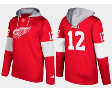 Adidas Detroit Red Wings 12 Sid Abel Retired Red Name And Number Hoodie
