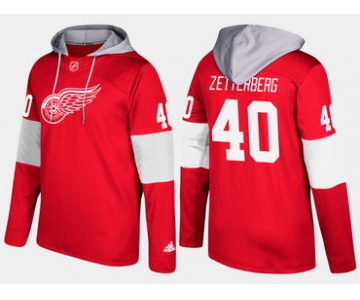 Adidas Detroit Red Wings 40 Henrik Zetterberg Name And Number Red Hoodie