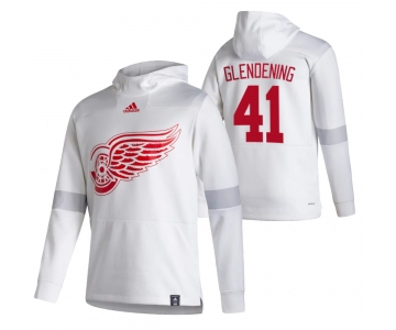 Detroit Red Wings #41 Luke Glendening Adidas Reverse Retro Pullover Hoodie White