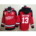 Men's Detroit Red Wings #13 Pavel Datsyuk A Patch Red Hoodie