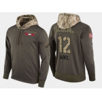 Nike Detroit Red Wings 12 Sid Abel Retired Olive Salute To Service Pullover Hoodie
