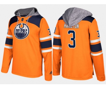 Adidas Edmonton Oilers 3 Al Hamilton Orange Name And Number Hoodie