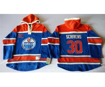 Old Time Hockey Edmonton Oilers #30 Ben Scrivens Royal Blue Hoodie