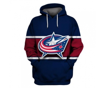 Men's Columbus Blue Jackets Navy All Stitched Hooded Sweatshirt