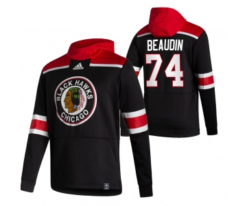 Chicago Blackhawks #74 Nicolas Beaudin Adidas Reverse Retro Pullover Hoodie Black