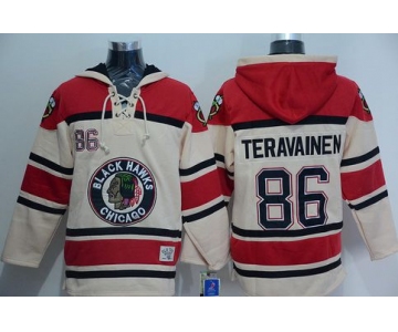 Men's Chicago Blackhawks #86 Teuvo Teravainen Old Time Hockey Cream Hoodie