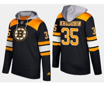 Adidas Boston Bruins 35 Anton Khudobin Name And Number Black Hoodie