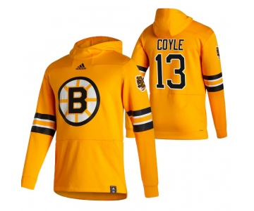 Boston Bruins #13 Charlie Coyle Adidas Reverse Retro Pullover Hoodie Gold